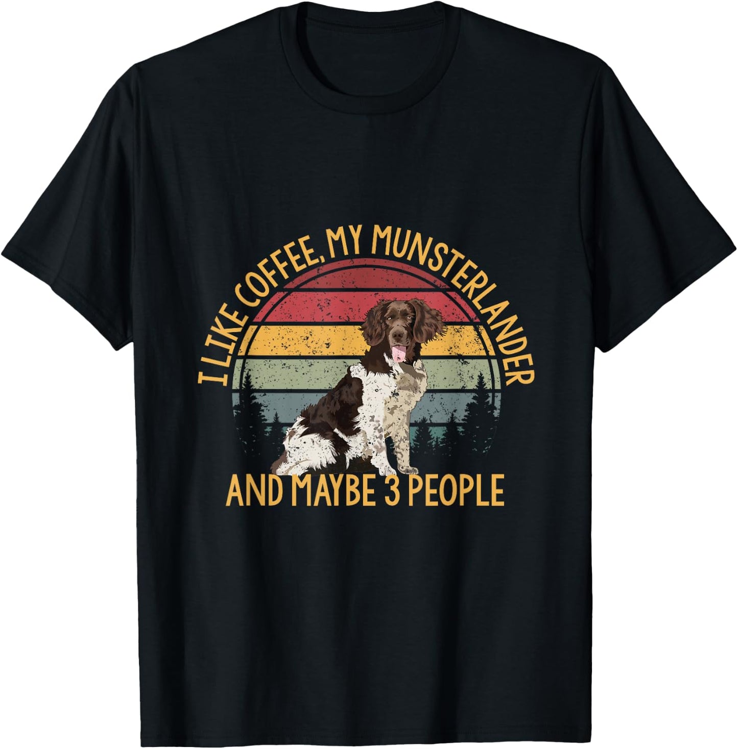 Coffee and my munsterlander Münsterländer 3 people dog T-Shirt - T-Shirt | Black
