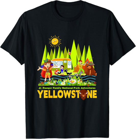 Yellowstone Jr Ranger Family National Park Souvenir T-Shirt - T-Shirt | Black