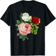 Vintage Roses Flower Floral Illustration Blossom Lovers T-Shirt - T-Shirt | Black