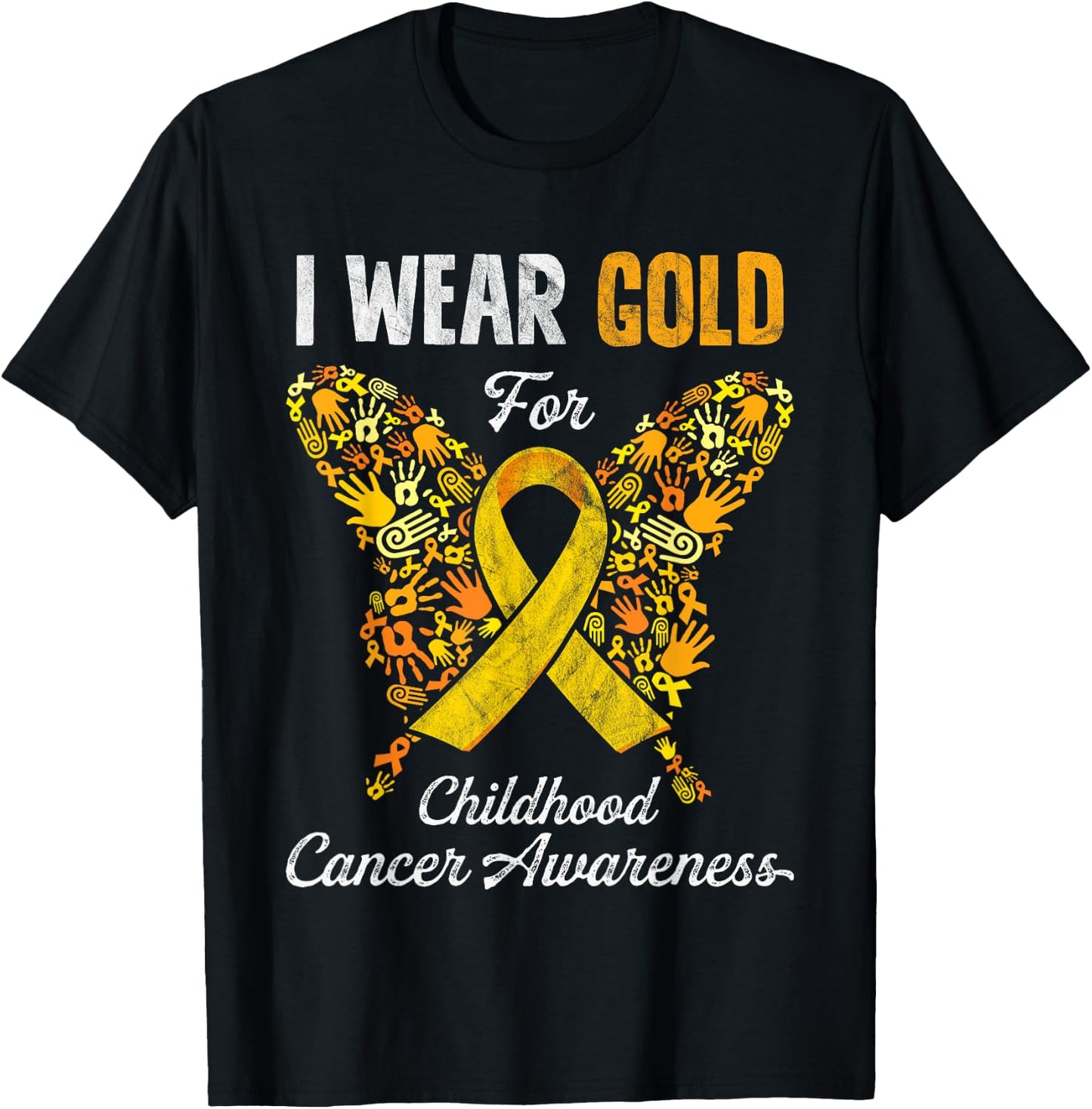I Wear Gold For Childhood Cancer Awareness Gift Kids T-Shirt - T-Shirt | Black