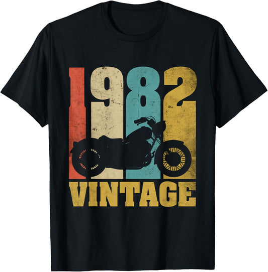 43rd Birthday Motorcycle Dad Biker Gift Vintage 1982 T-Shirt - T-Shirt | Black