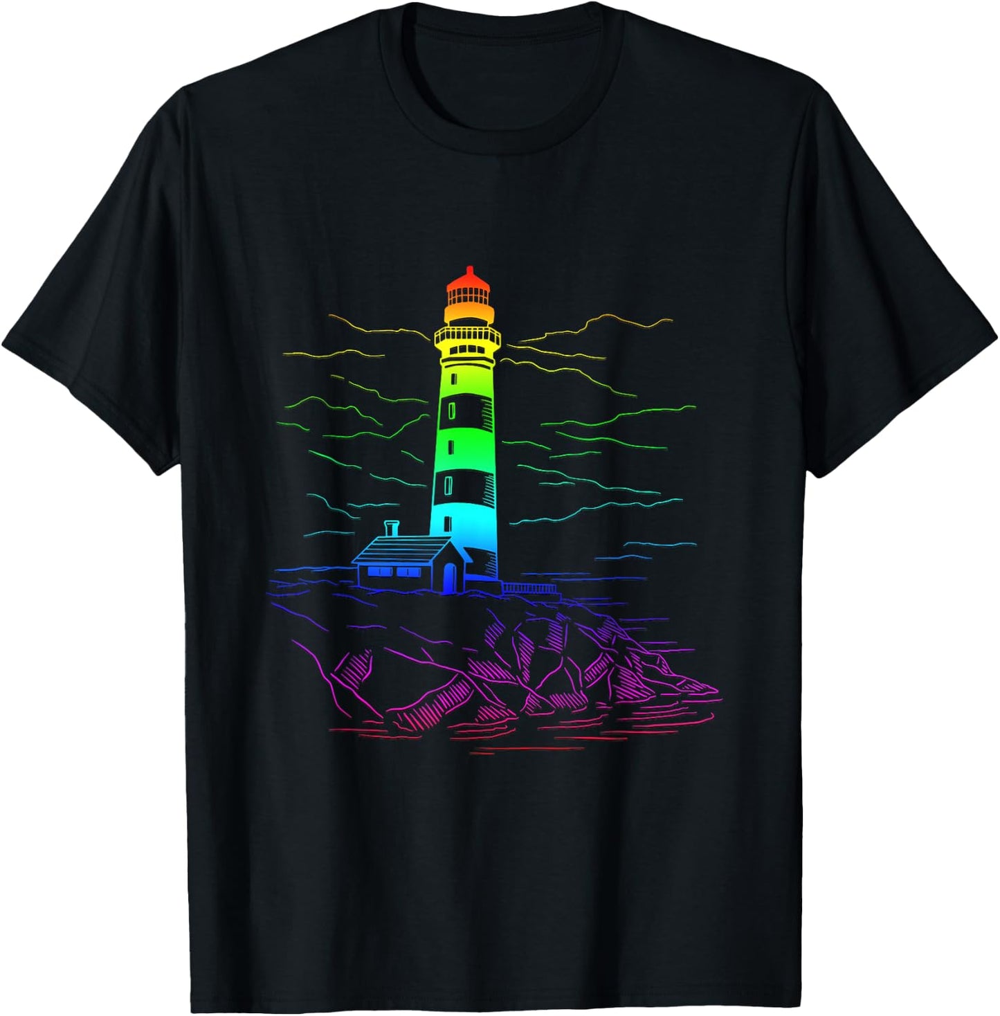 LGBT Lighthouse Homosexual Boating Seaside Rainbow Sailing T-Shirt - T-Shirt | Black