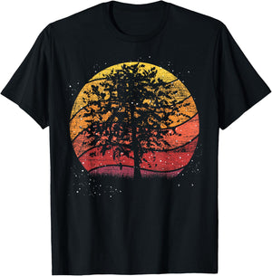 Retro Tree Forest T-Shirt - T-Shirt | Black
