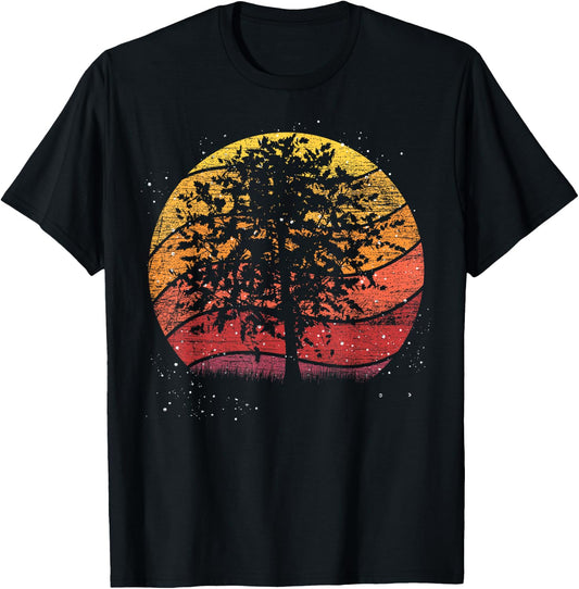 Retro Tree Forest T-Shirt - T-Shirt | Black