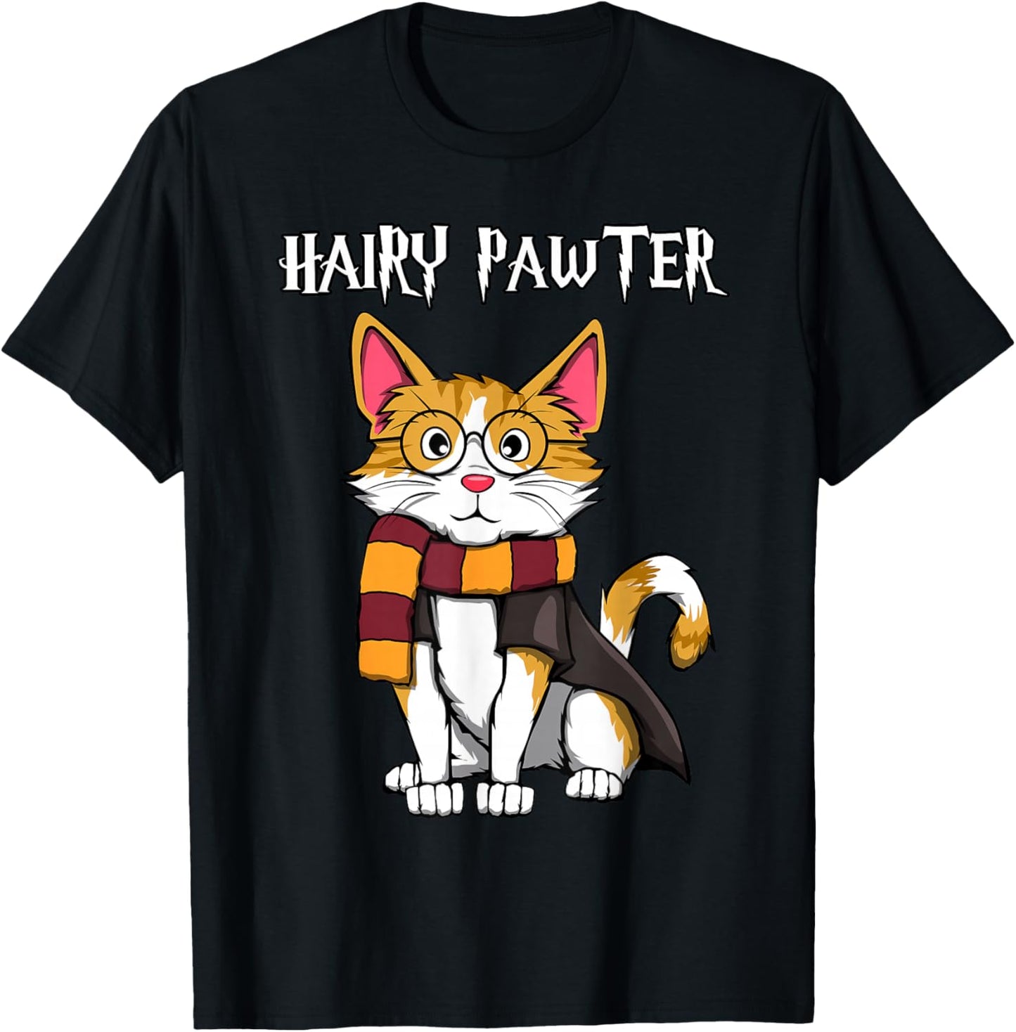 Magic Cat with Glasses, Funny Pawter Funny T-Shirt - T-Shirt | Black