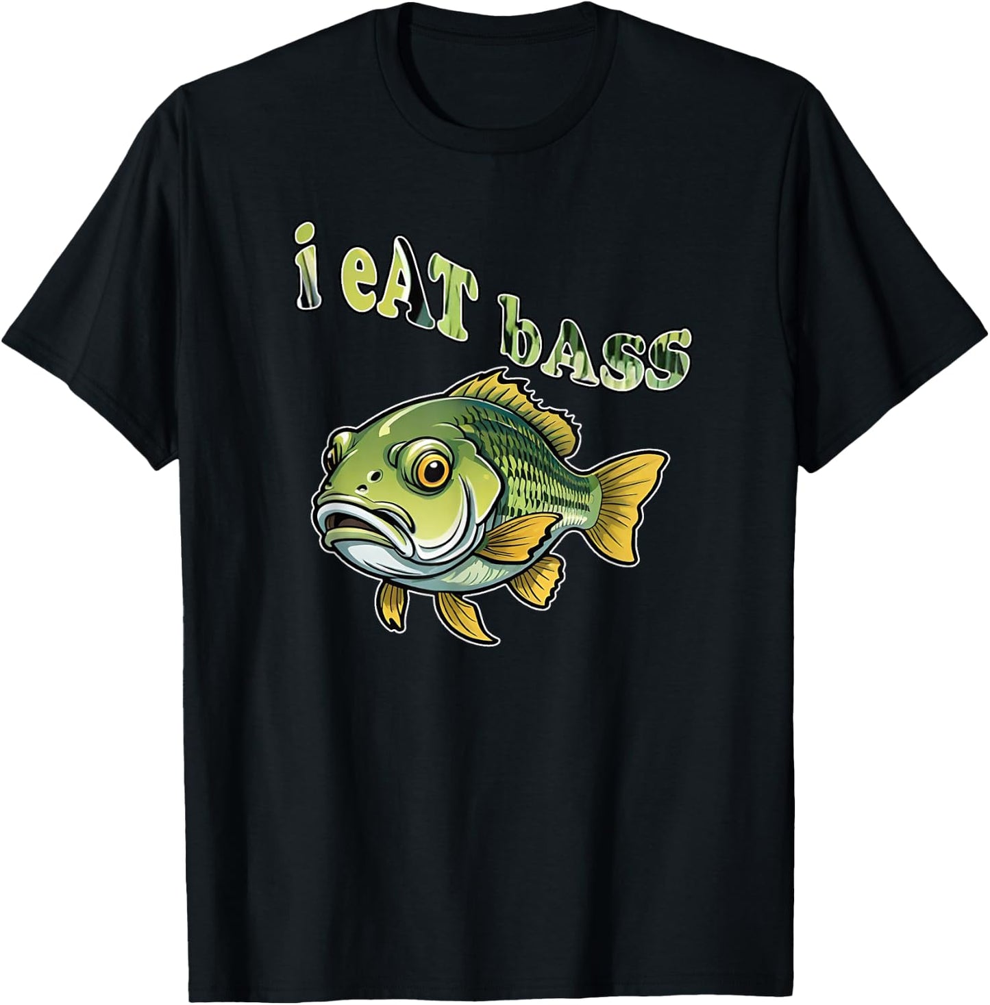 I Eat Bass, Funny Fish Bass, By Yoraytees T-Shirt - T-Shirt | Black