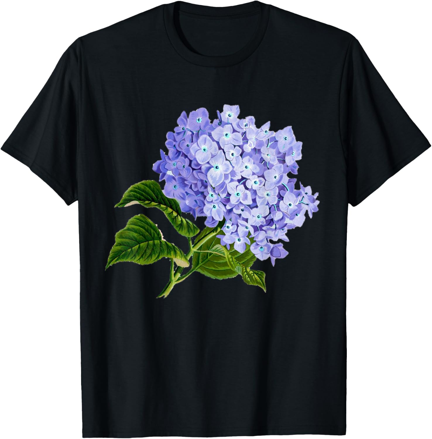 Vintage Purple Hydrangea Flowers Retro Gardener Art T-Shirt - T-Shirt | Black