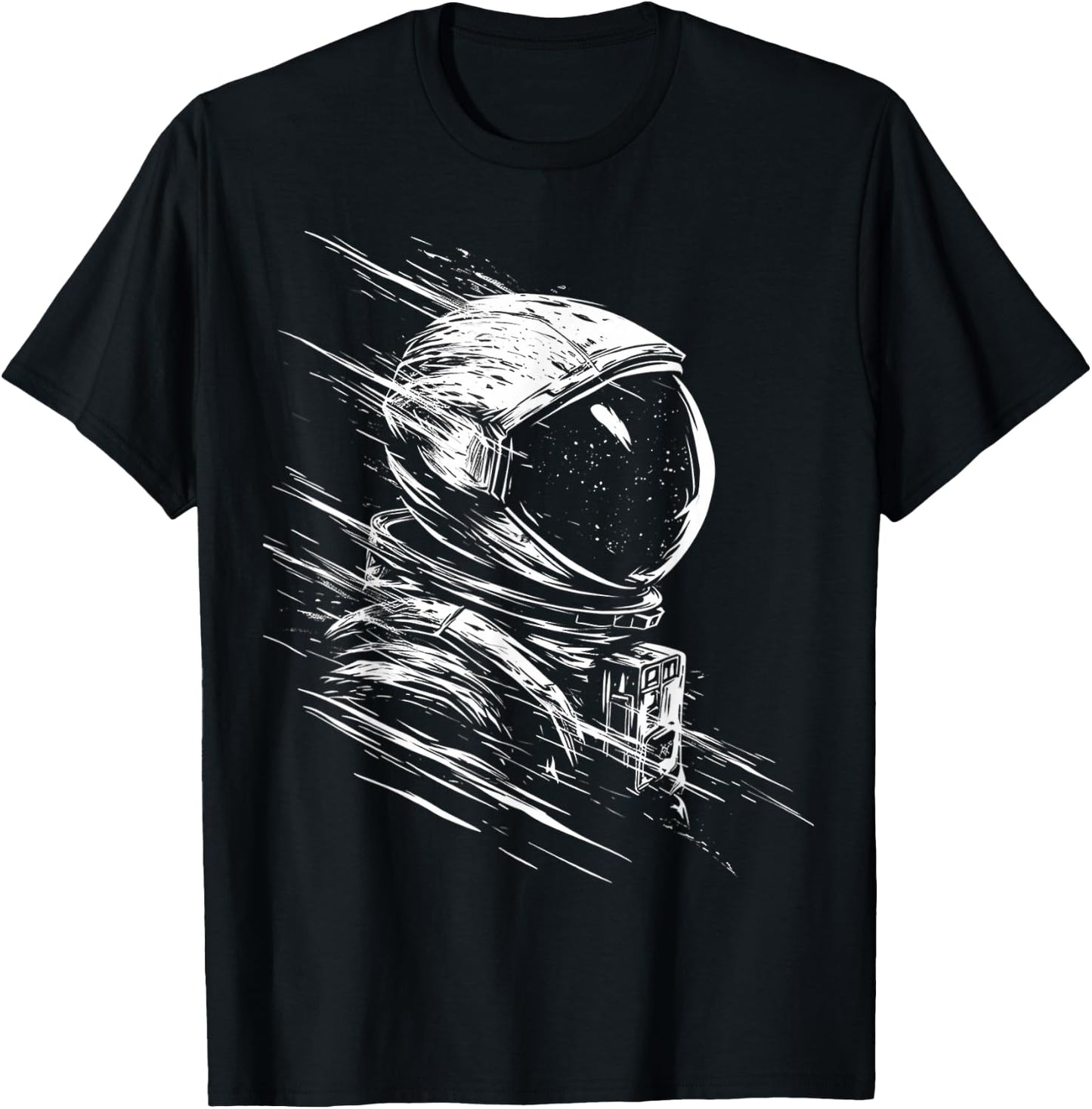 Astronaut Drawing Art Graphic Motif Astronaut T-Shirt - T-Shirt | Black
