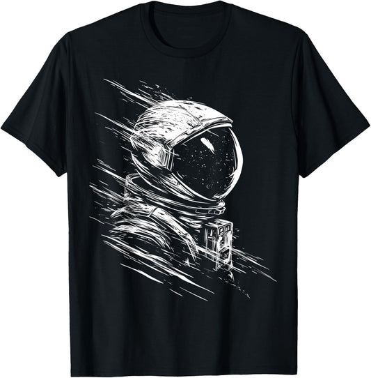 Astronaut Drawing Art Graphic Motif Astronaut T-Shirt - T-Shirt | Black