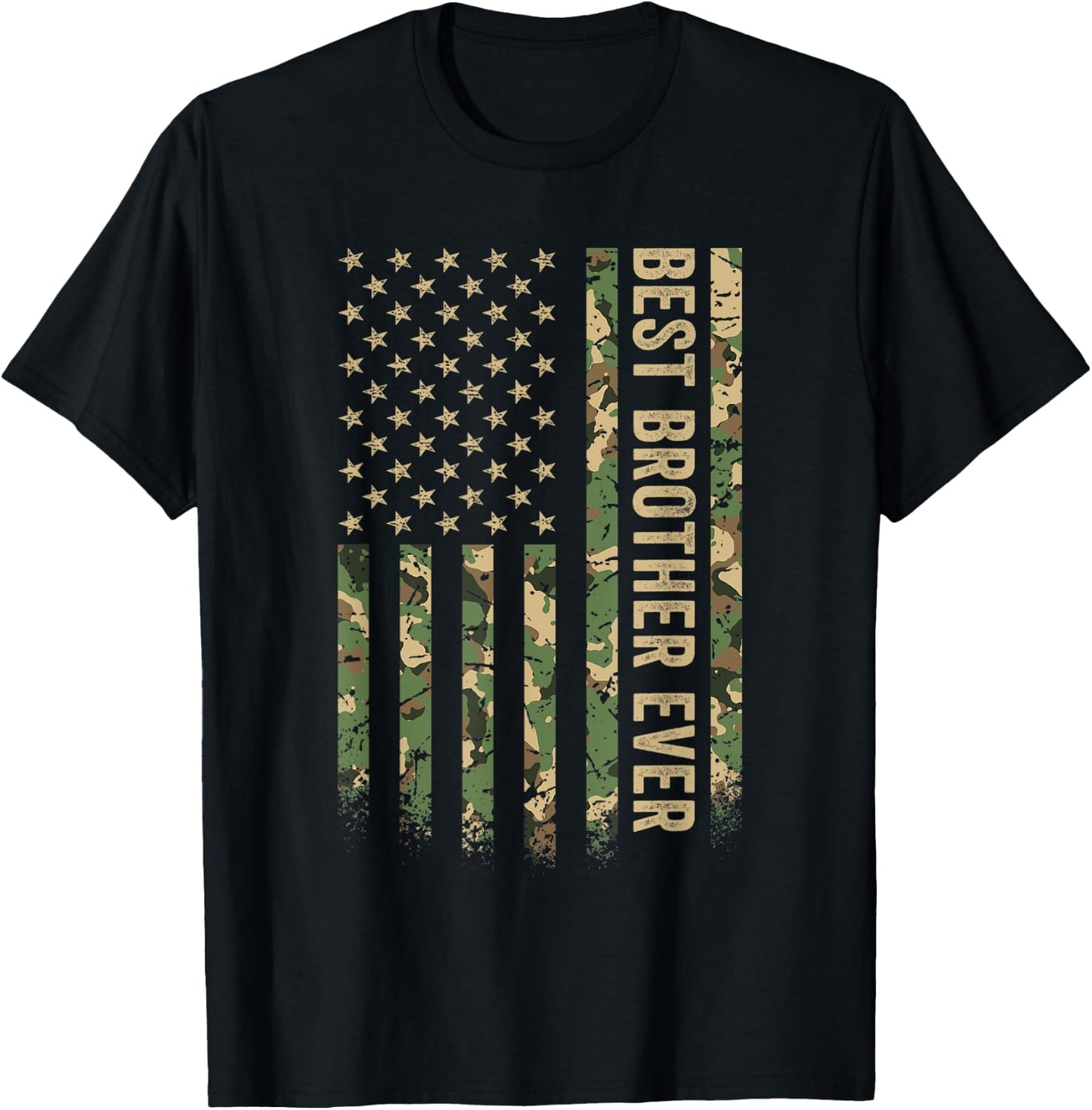 Best Brother Ever American Flag Camo Veteran Patriotic for Kids Men T-Shirt - T-Shirt | Black