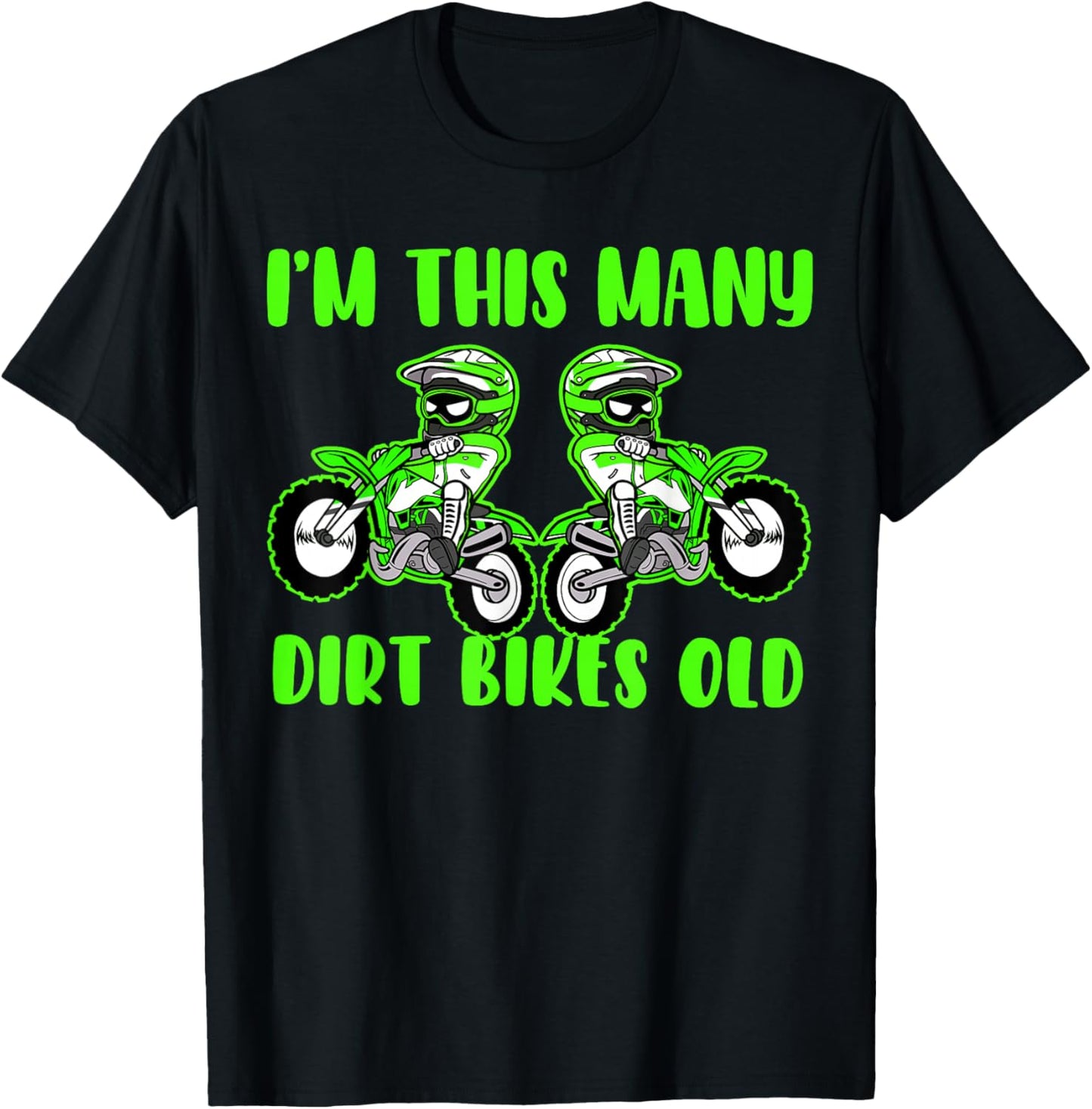 I'm This Many Dirt Bikes 2 Year Old 2nd Birthday Motocross T-Shirt - T-Shirt | Black
