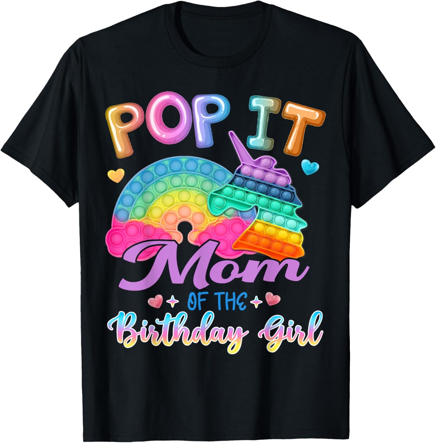 Pop It Mom of the Birthday Girl Fidget Kids Family Matching T-Shirt - T-Shirt | Black