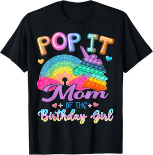 Pop It Mom of the Birthday Girl Fidget Kids Family Matching T-Shirt - T-Shirt | Black