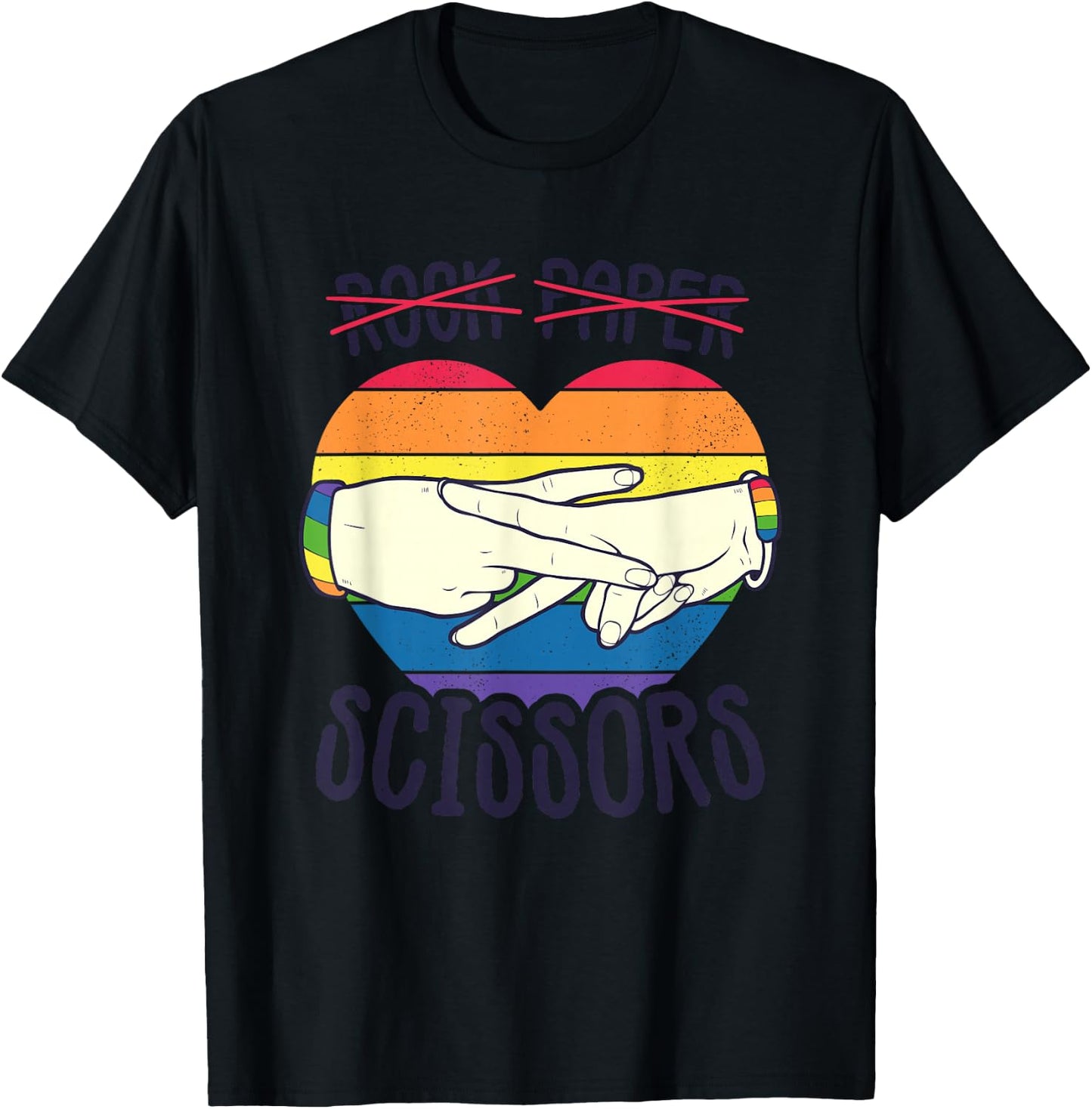 Funny Lesbian Pride Flag Rock Paper Scissors Lesbian Pride T-Shirt - T-Shirt | Black