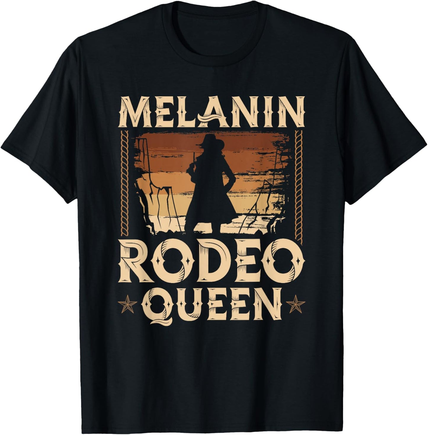 Melanin Rodeo Queen Country African American Cowgirl T-Shirt - T-Shirt | Black