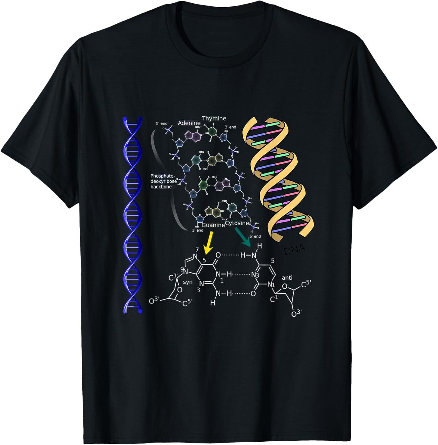 DNA Double Helix Chemical Formula Molecules Science Lovers T-Shirt - T-Shirt | Black