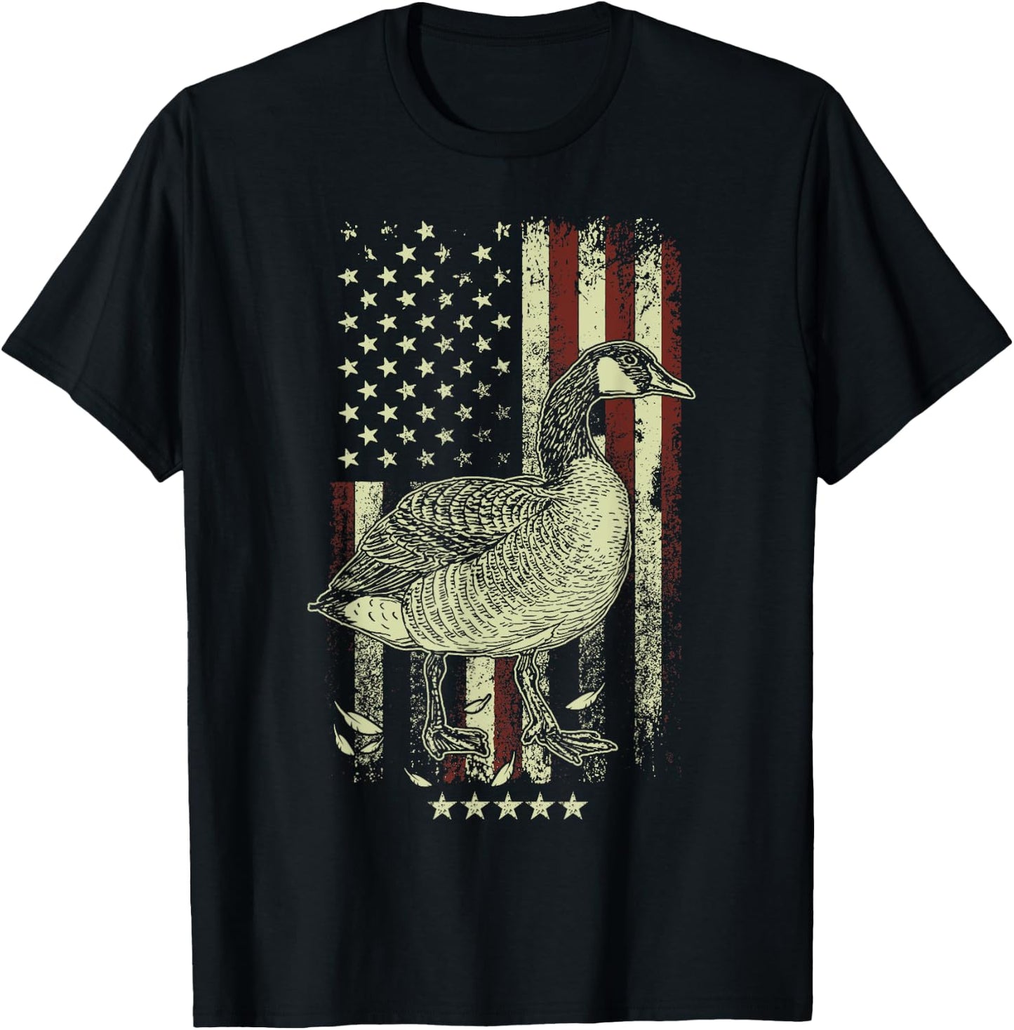 USA American Flag Hunters - Hunting Goose Bird Women Men T-Shirt - T-Shirt | Black