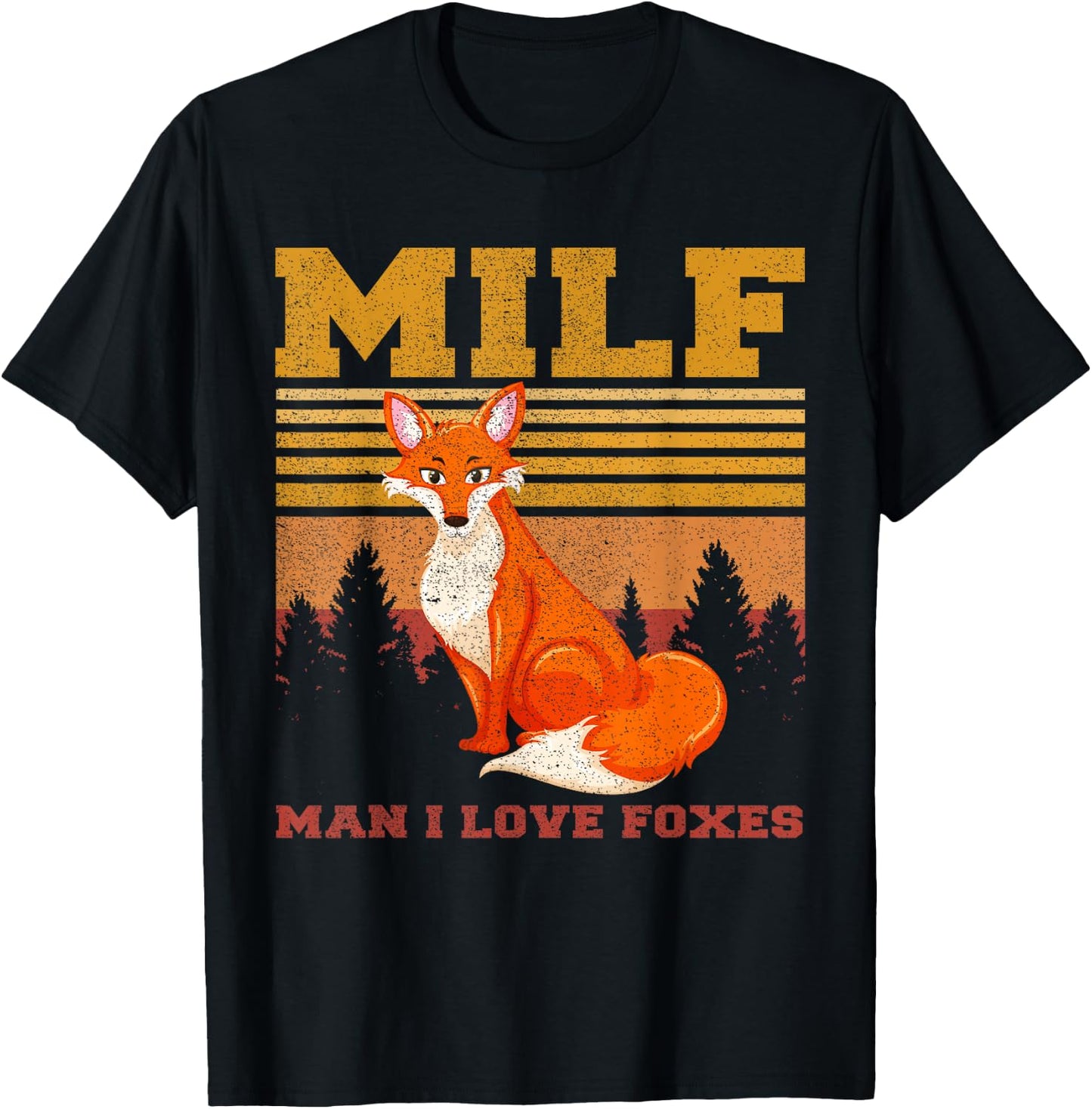 Retro Vintage MILF Man I Love Foxes Fox Zoo Animal Lover Men T-Shirt - T-Shirt | Black