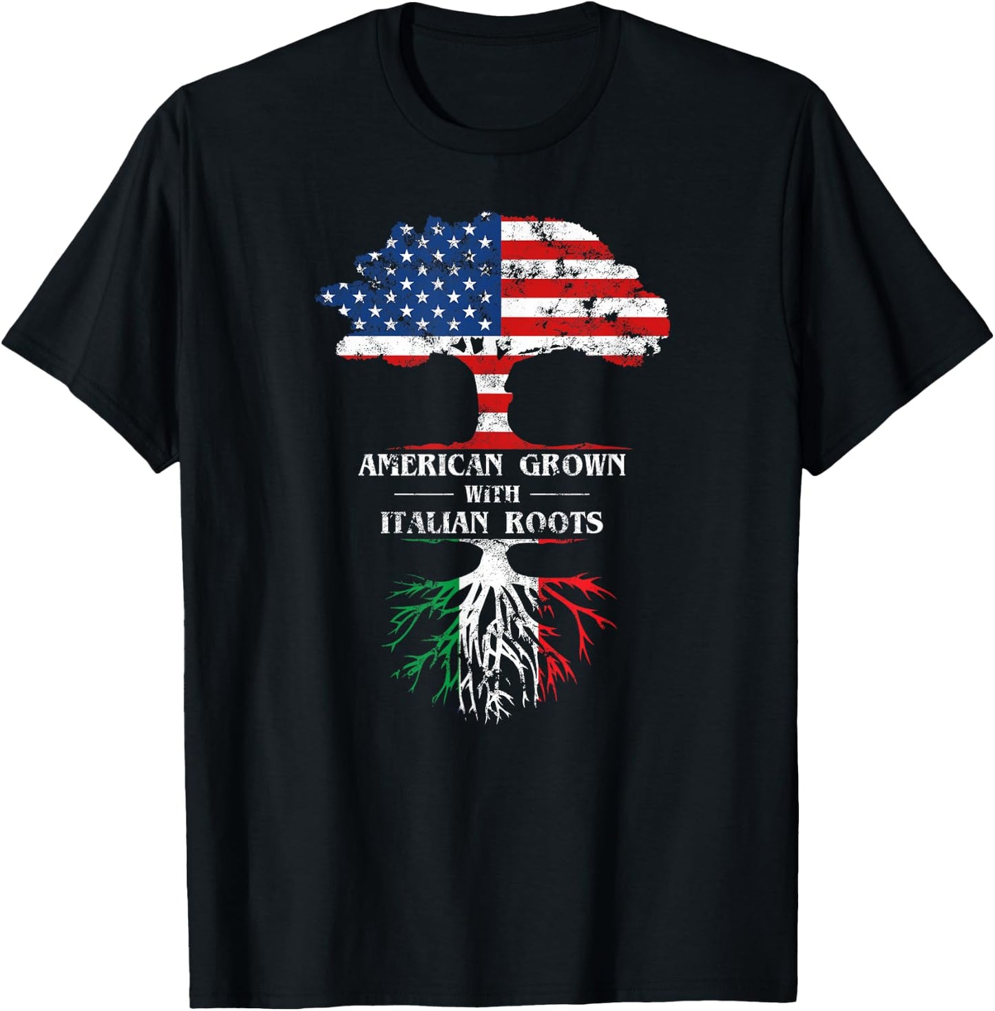 American Grown with Italian Roots for Italian Americans T-Shirt - T-Shirt | Black