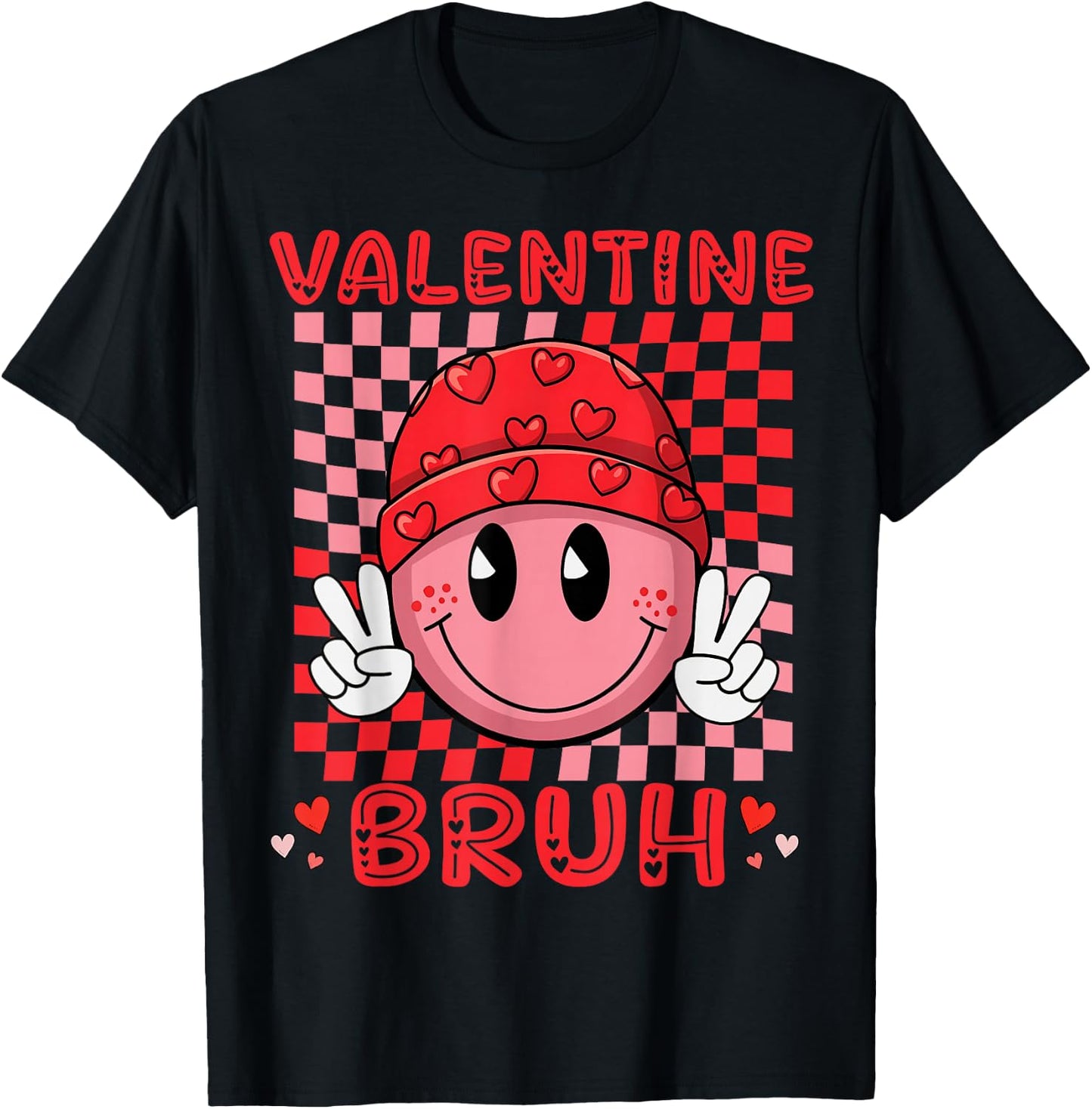 Retro Valentine's Day Heart Valentine Bruh Boys Girls Kids T-Shirt - T-Shirt | Black