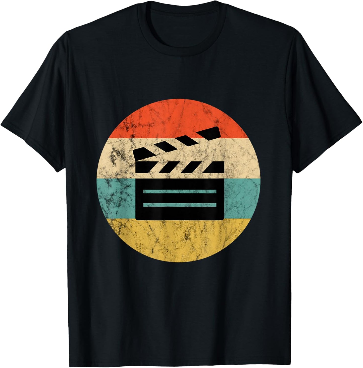 Filmmaker Clapboard Film Director Lover Retro Vintage Sunset T-Shirt - T-Shirt | Black