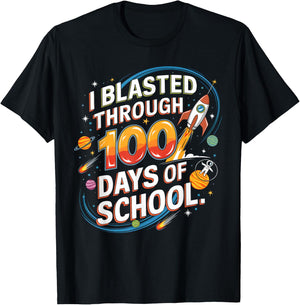 I Blasted Through 100 Days Of School 100th Day Boys Kids T-Shirt - T-Shirt | Black