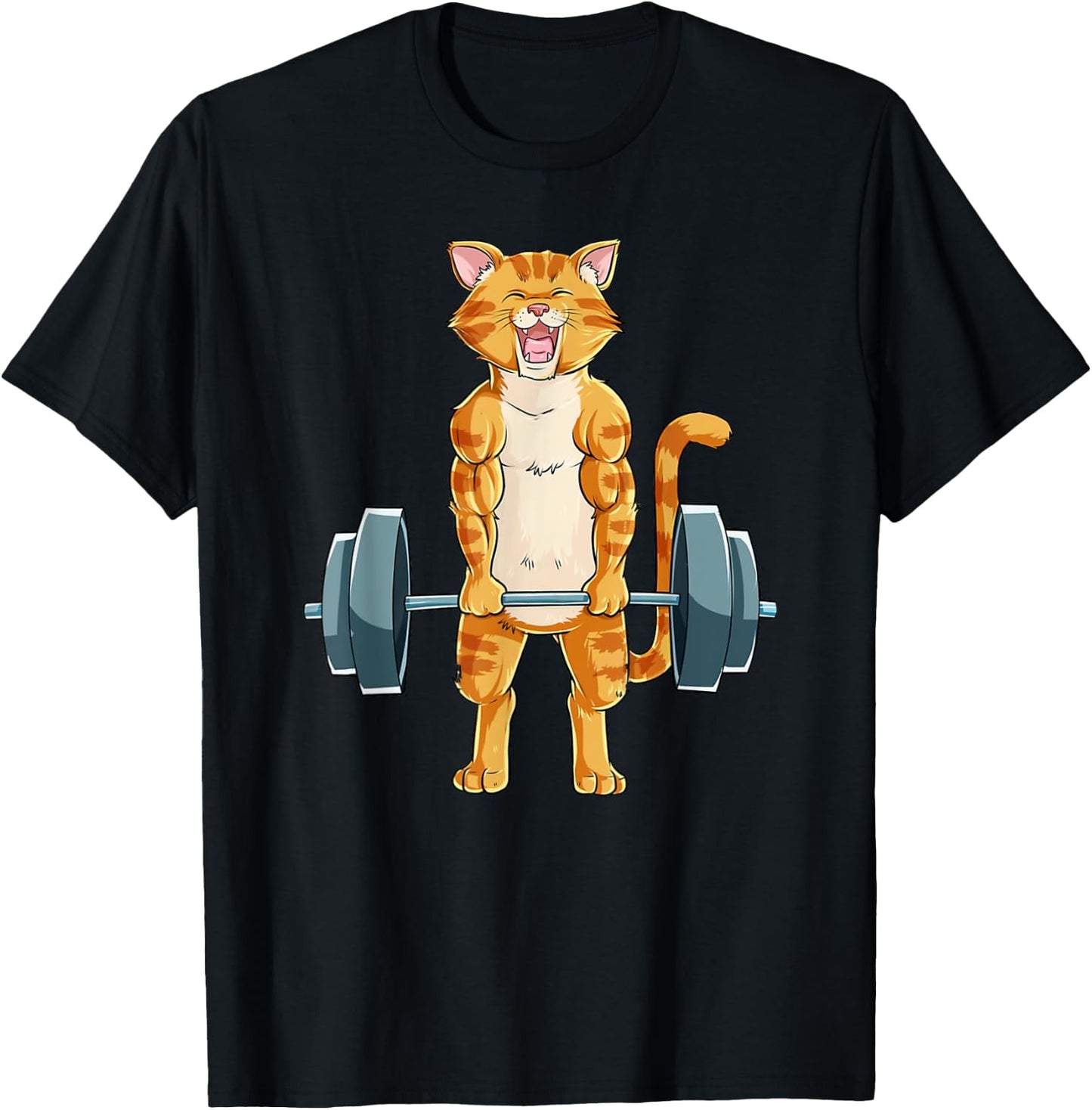 Cute Cat Powerlifting Weightlifting Deadlifting Gym Lover T-Shirt - T-Shirt | Black