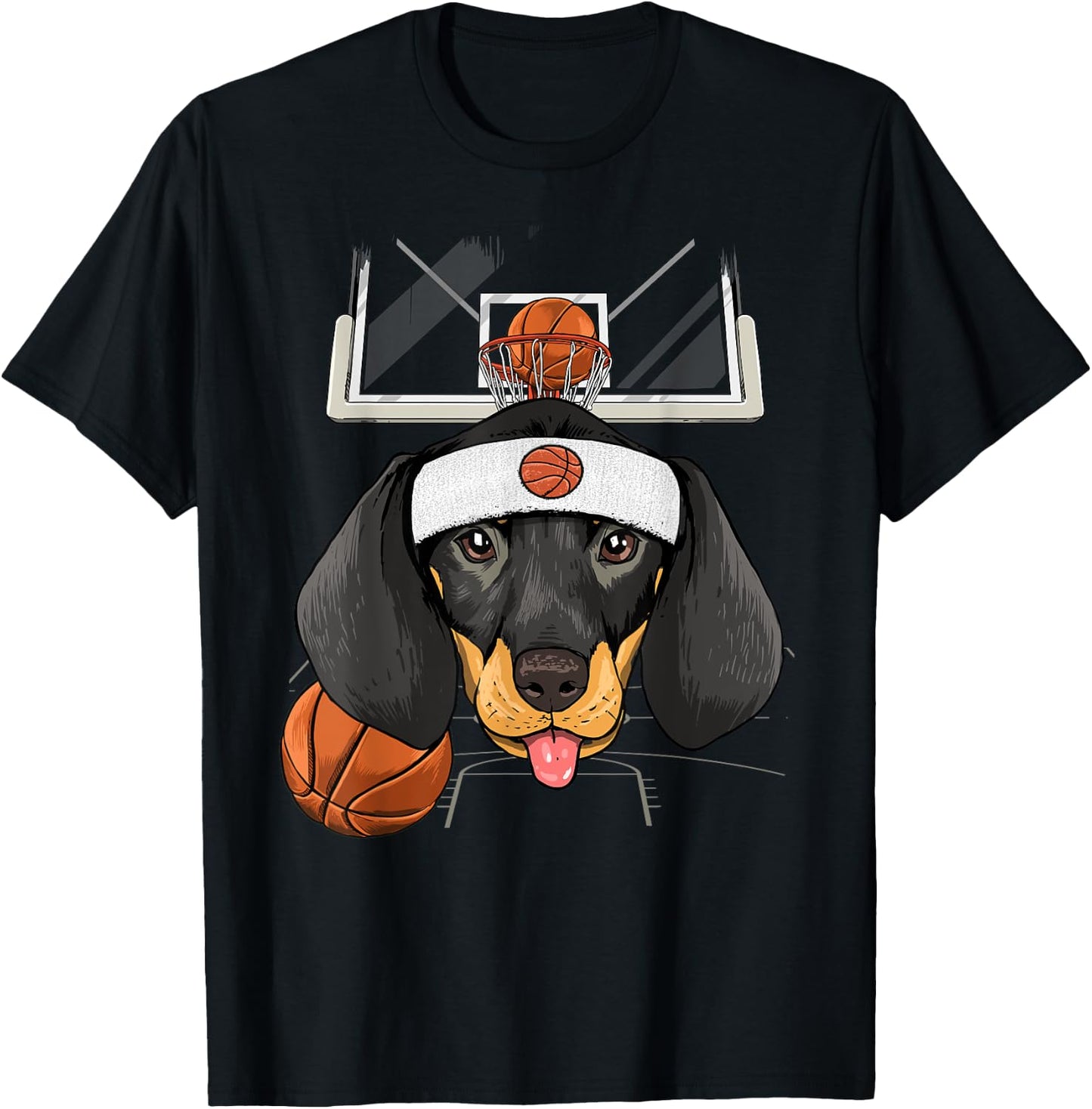 Dachshund Basketball Dog Lovers Basketball Player T-Shirt - T-Shirt | Black