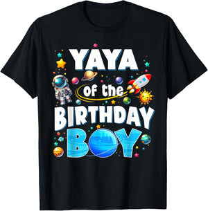 Yaya Of The Birthday Boy Astronaut Family Space Planets T-Shirt - T-Shirt | Black