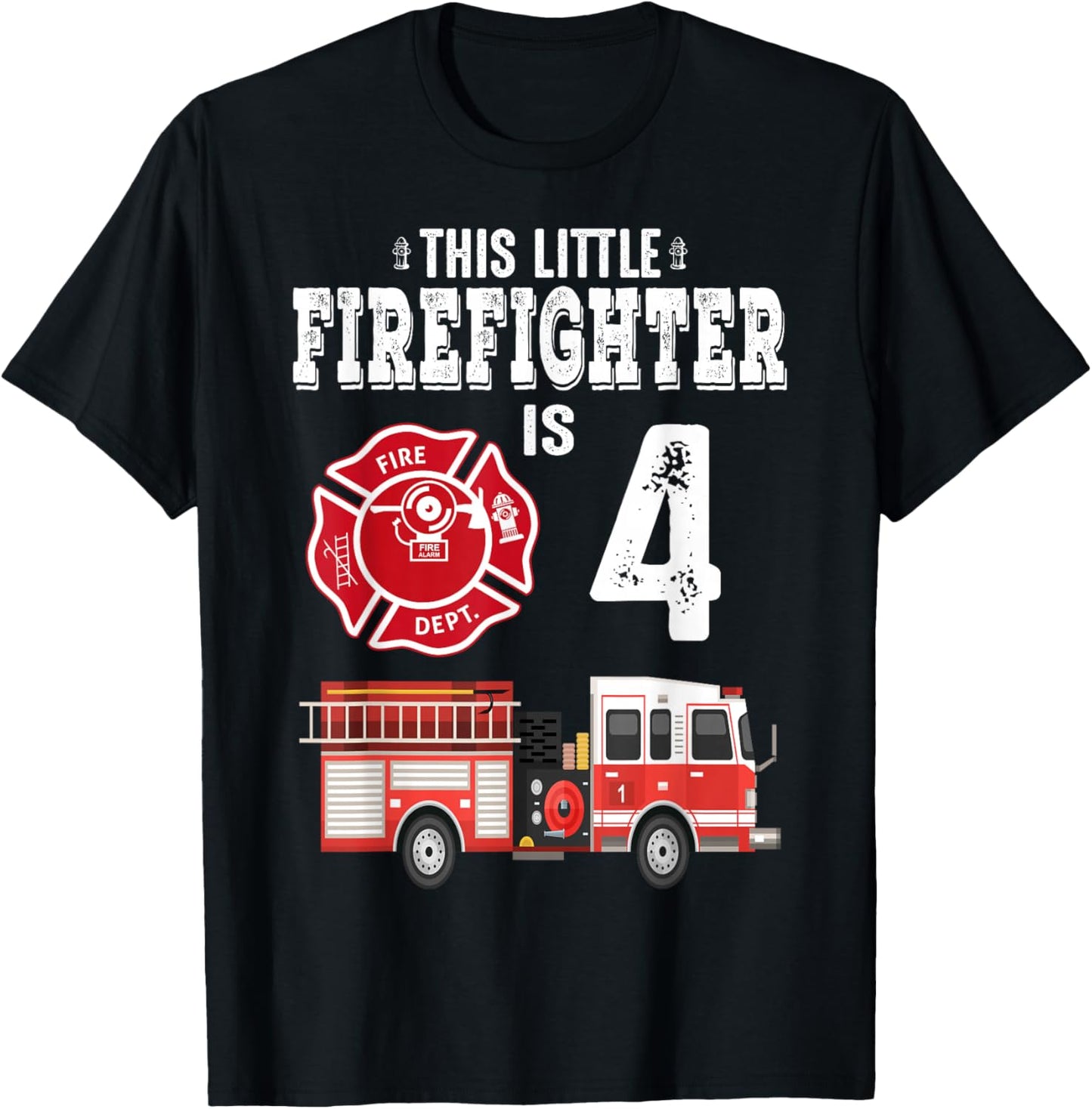 Sound The Alarm I'm 4 Funny Future Firefighter Birthday T-Shirt - T-Shirt | Black