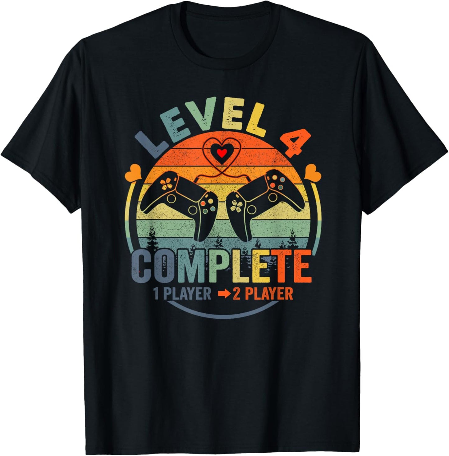 Gamer 4th Wedding Anniversary Level 4 Complete Anniversary T-Shirt - T-Shirt | Black