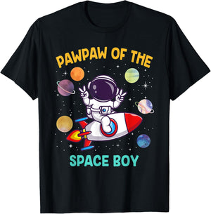 PawPaw Of The Birthday Astronaut Space Boy Theme T-Shirt - T-Shirt | Black