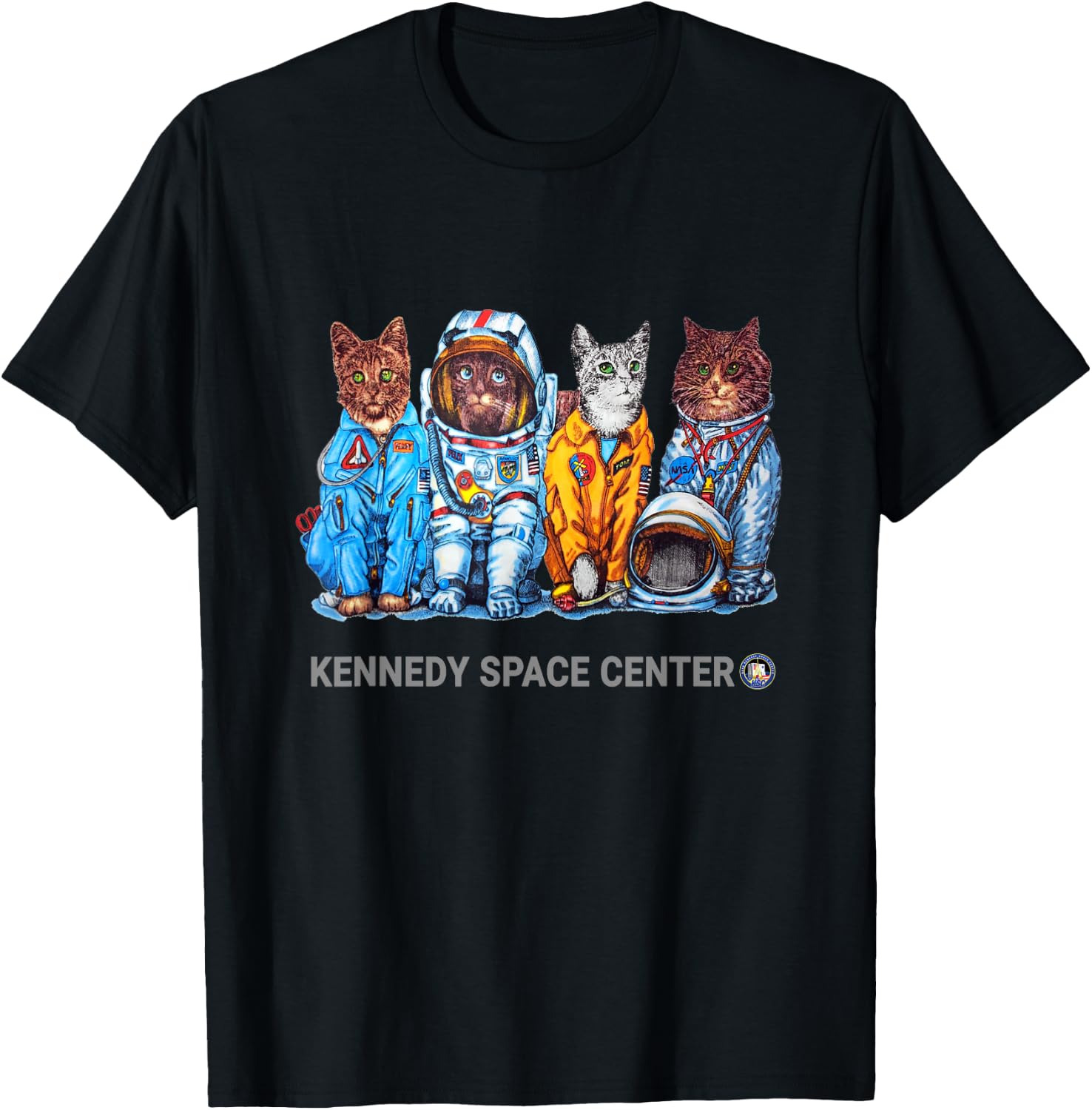 NASA Astronauts Cats Cool on both sides T-Shirt - T-Shirt | Black