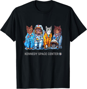 NASA Astronauts Cats Cool on both sides T-Shirt - T-Shirt | Black