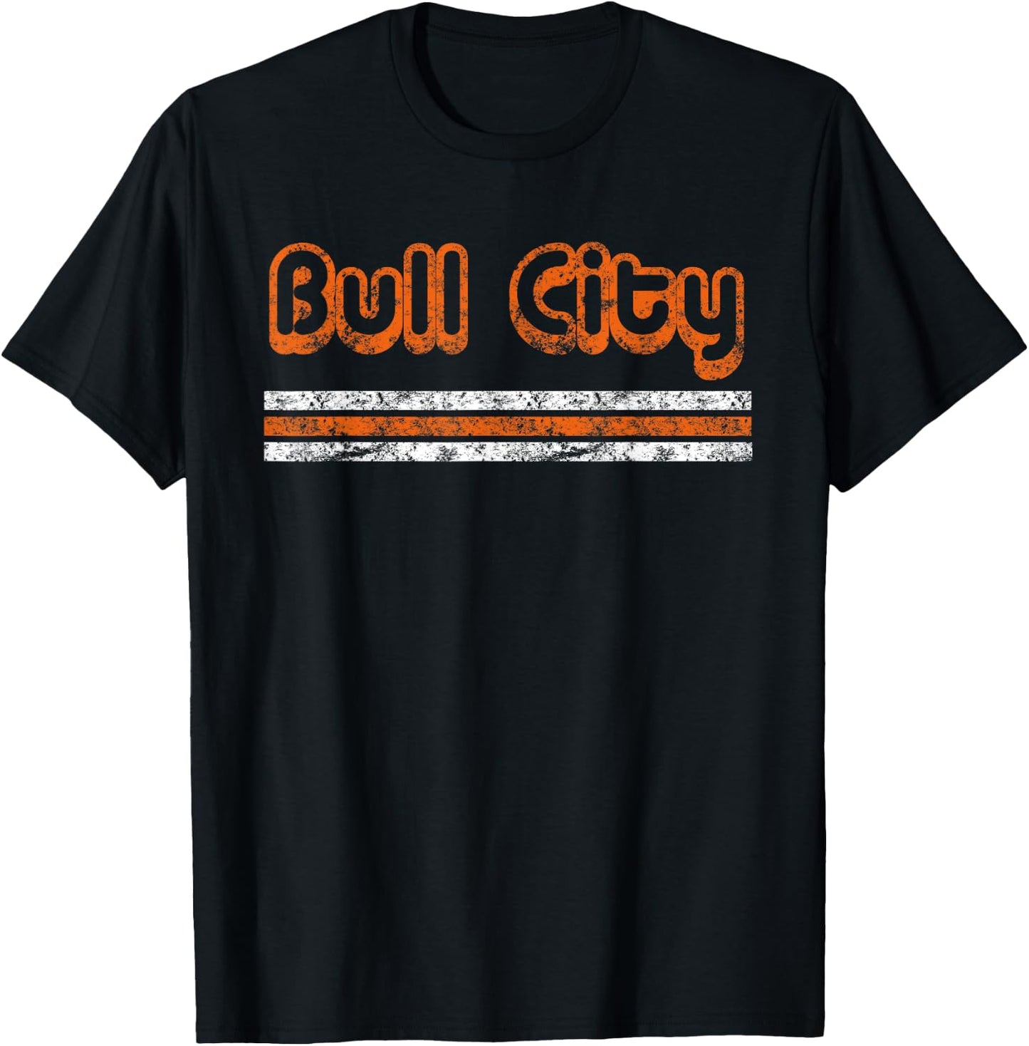 Durham Bull City Retro Three Stripe Vintage Weathered T-Shirt - T-Shirt | Black
