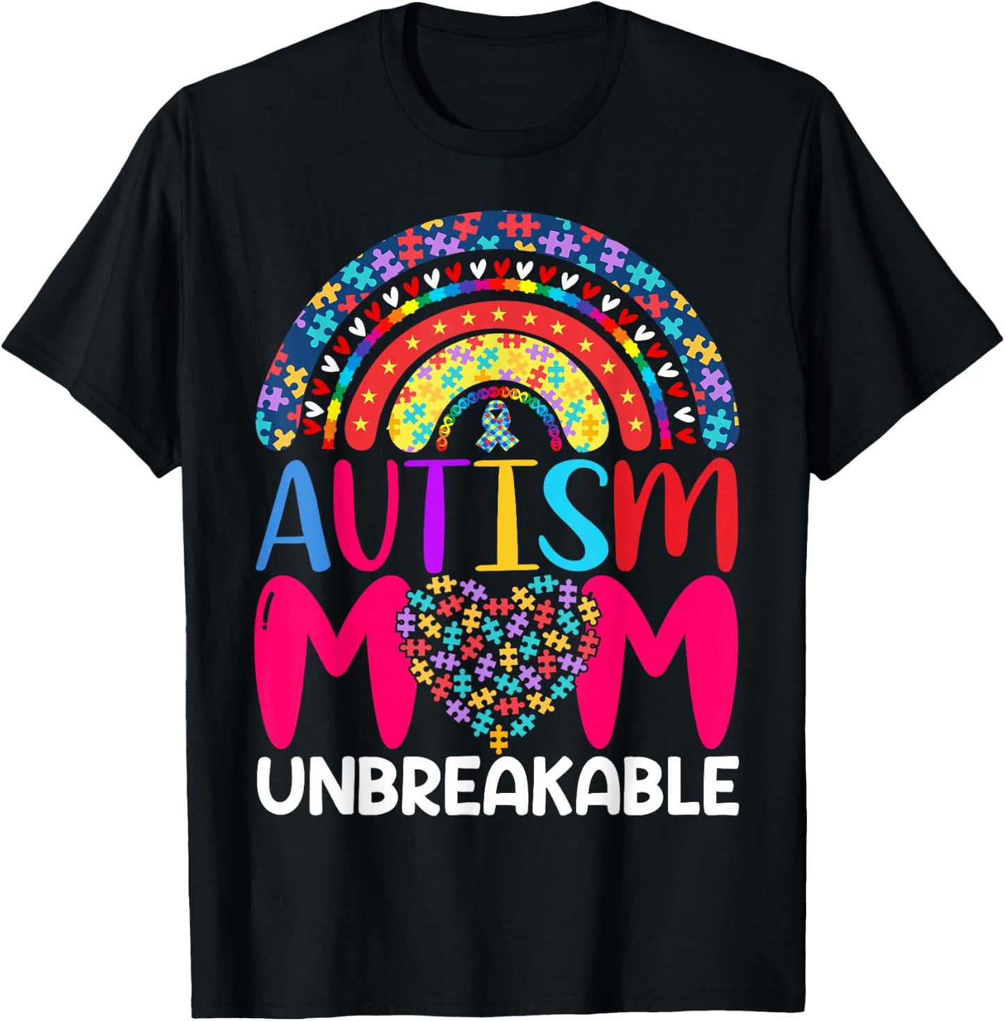 Autism Mom Unbreakable , Black T-Shirt - T-Shirt | Black
