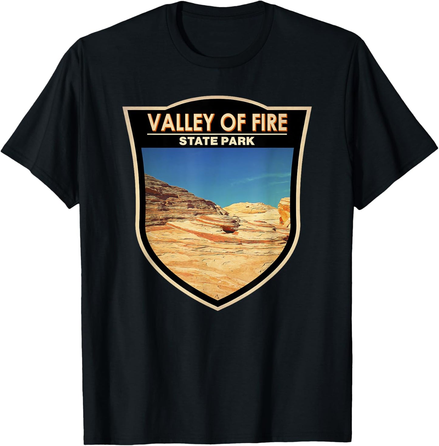 Valley of Fire State Park Nevada Badge Vintage T-Shirt - T-Shirt | Black
