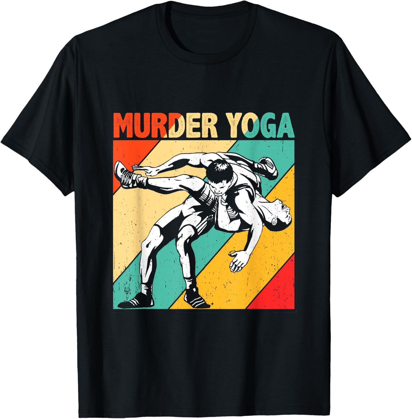 Murder Yoga Retro Vintage Wrestler Wrestling T-Shirt - T-Shirt | Black