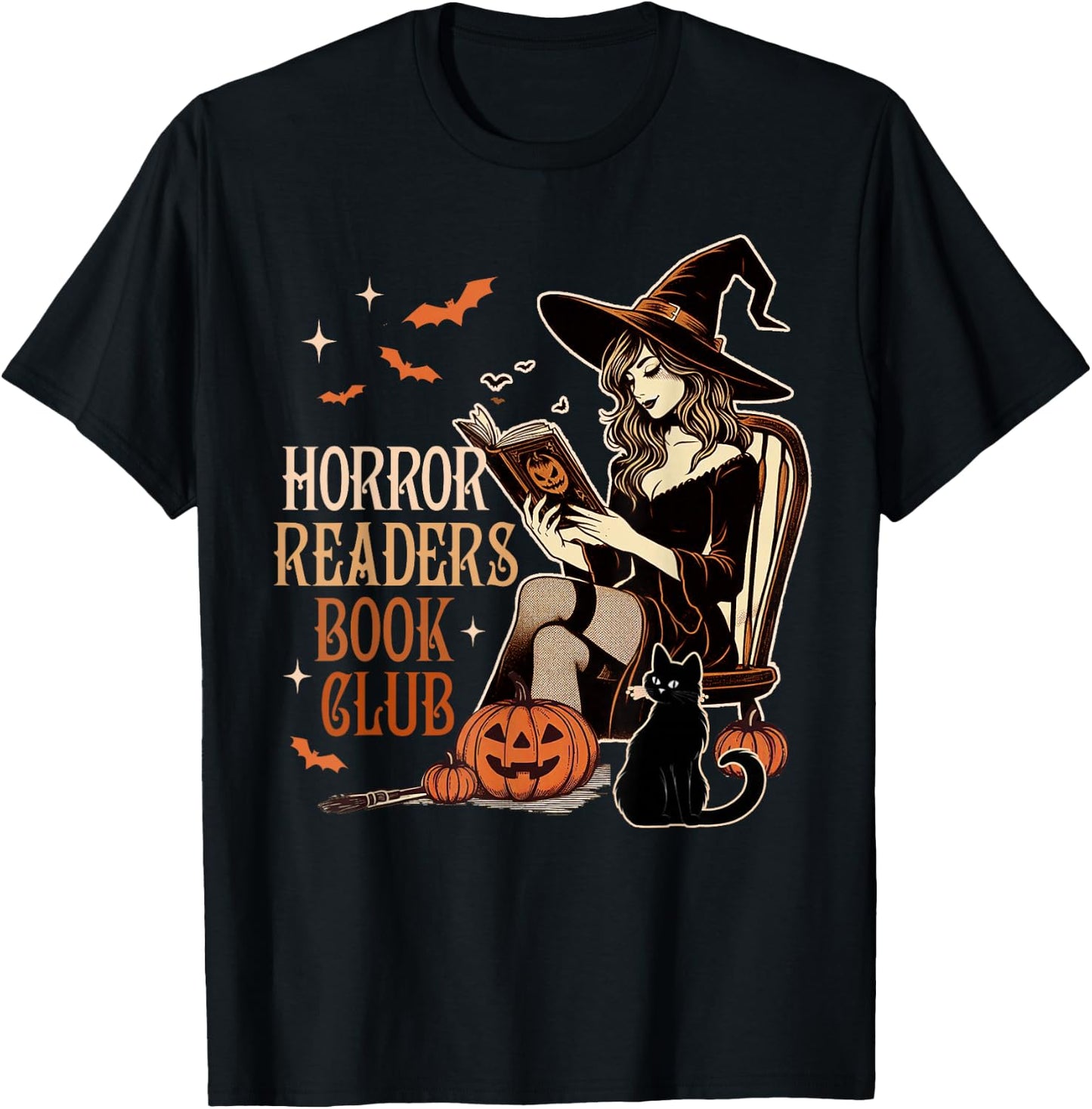 Horror Reading Spooky Vibes Bookish Horror Readers Book Club T-Shirt - T-Shirt | Black