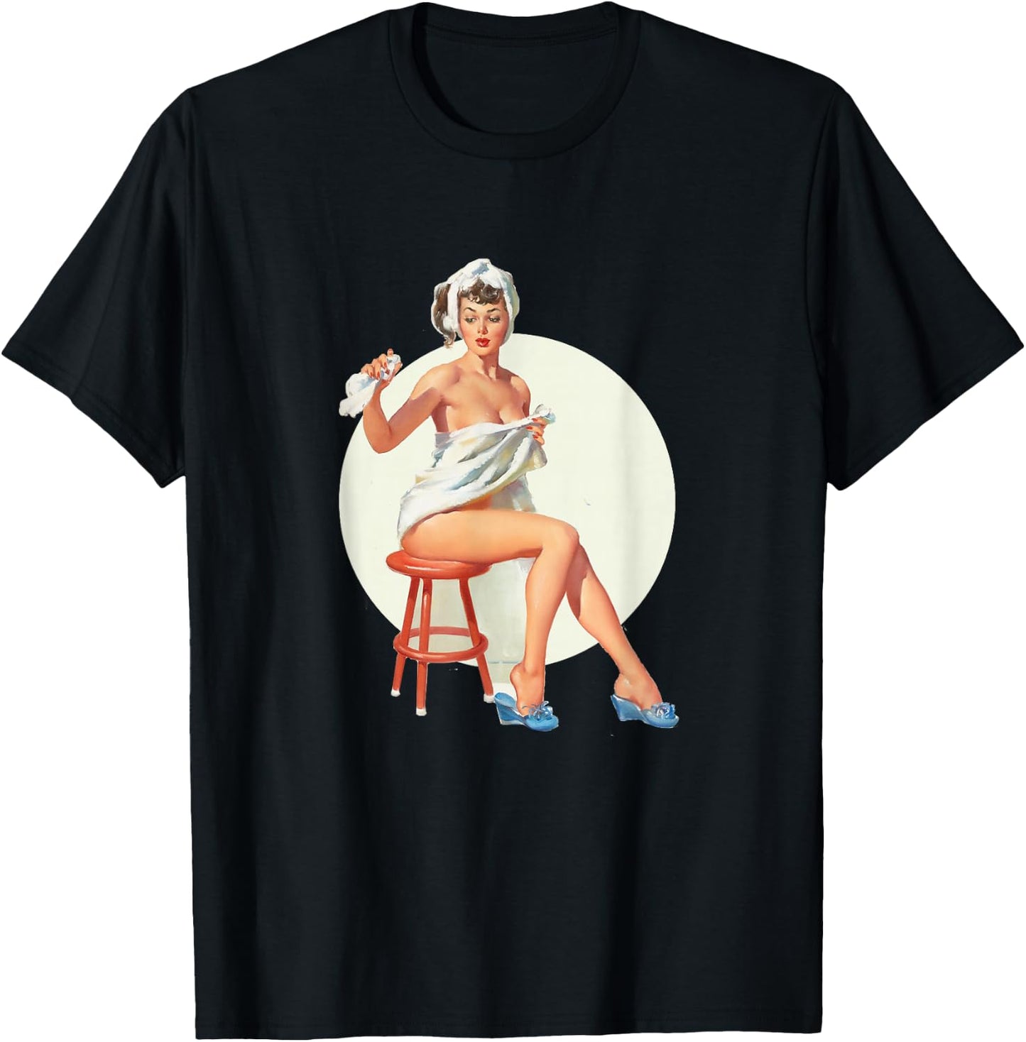Vintage 1940's Pin-up Girl Sexy Classic Retro American Art T-Shirt - T-Shirt | Black
