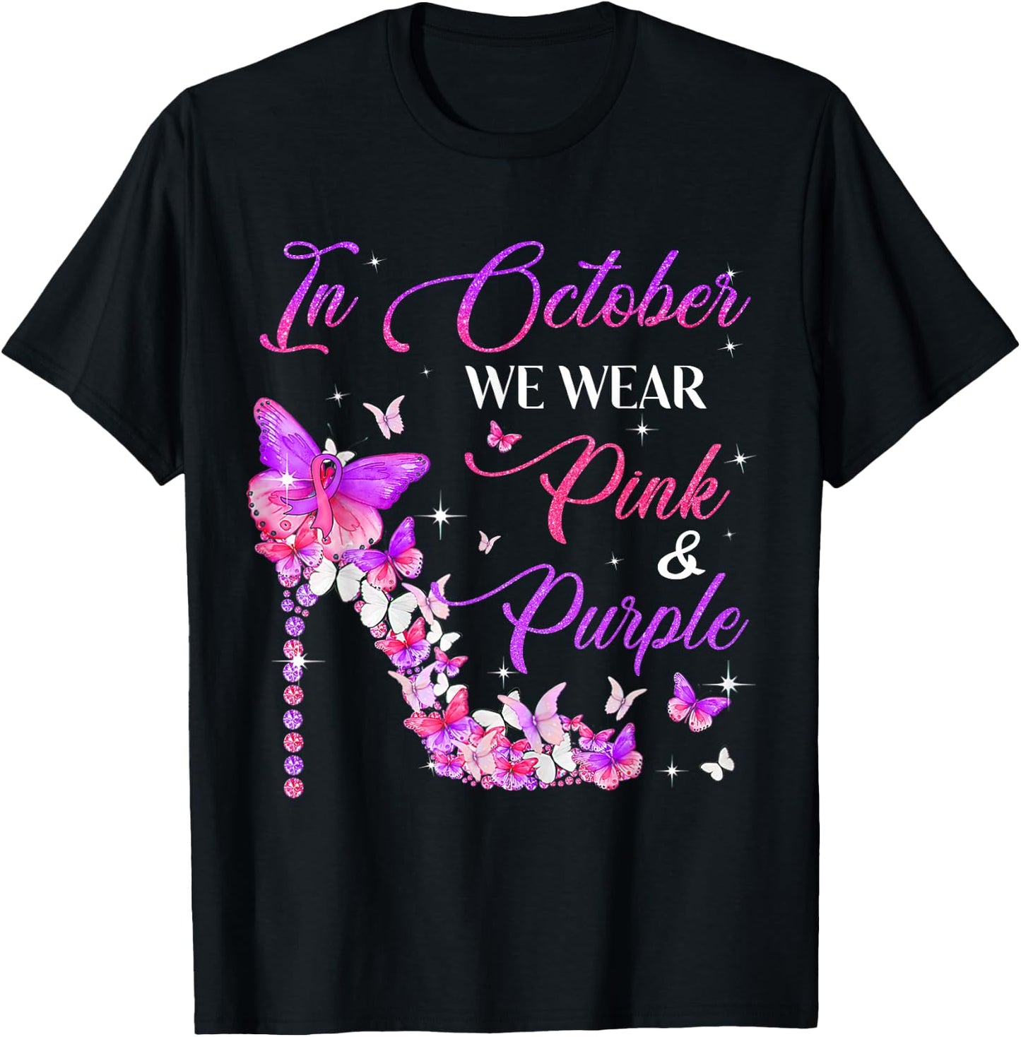 Butterfly Domestic Violence & Breast Cancer Awareness T-Shirt - T-Shirt | Black