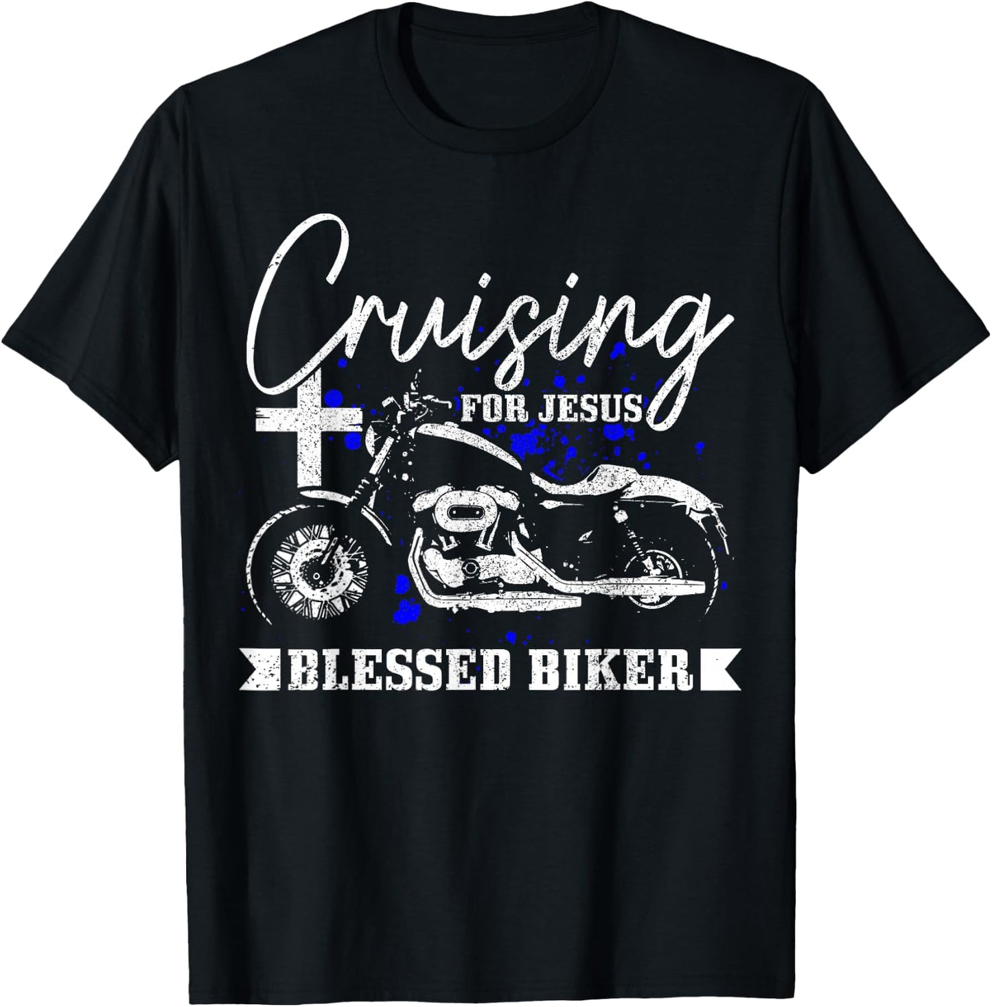 Christian Biker Cruising For Jesus Vintage Motorcycle T-Shirt - T-Shirt | Black