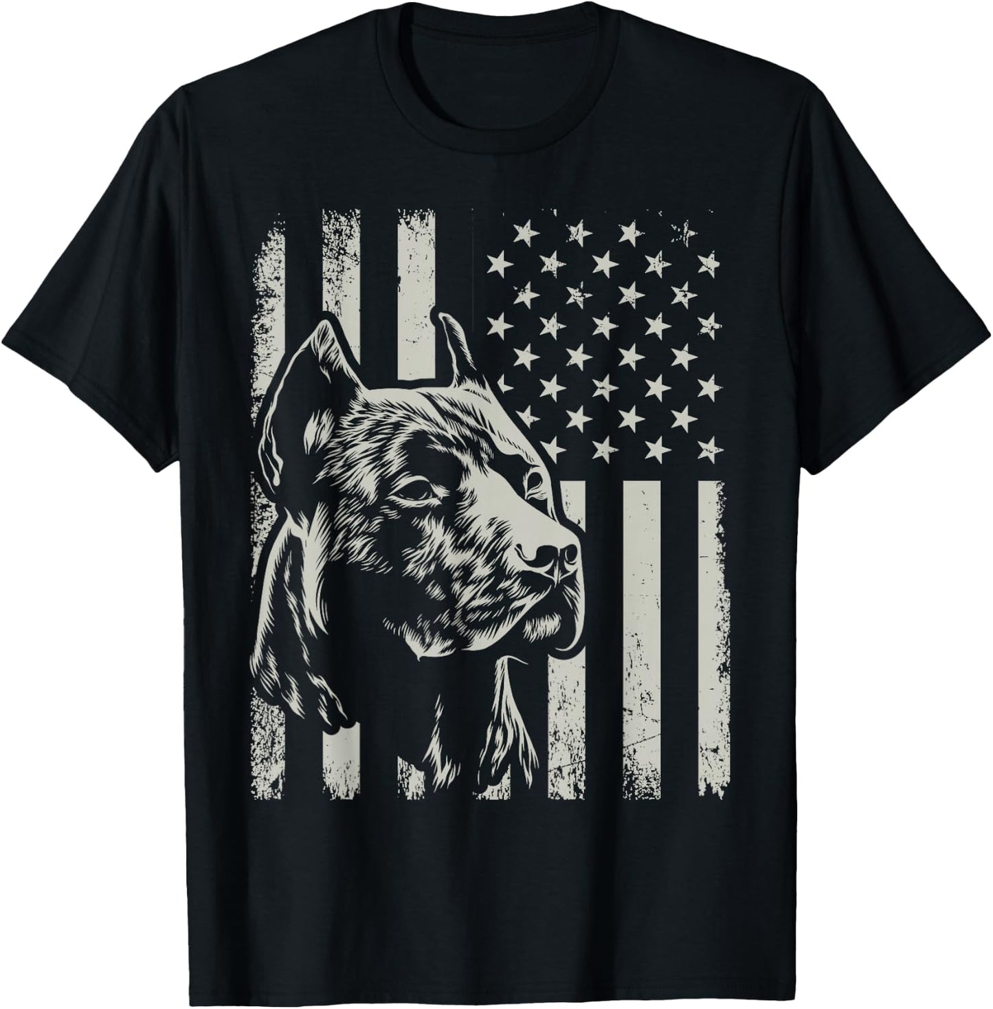 Proud Patriotic Pit Bull Owner Lover American Flag T-Shirt - T-Shirt | Black