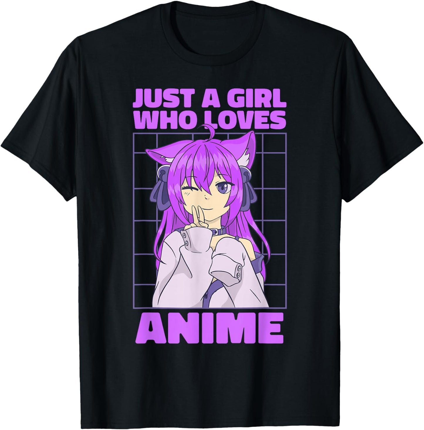Just A Girl Who Loves Anime. Anime Girl. Anime Merch. Otaku T-Shirt - T-Shirt | Black