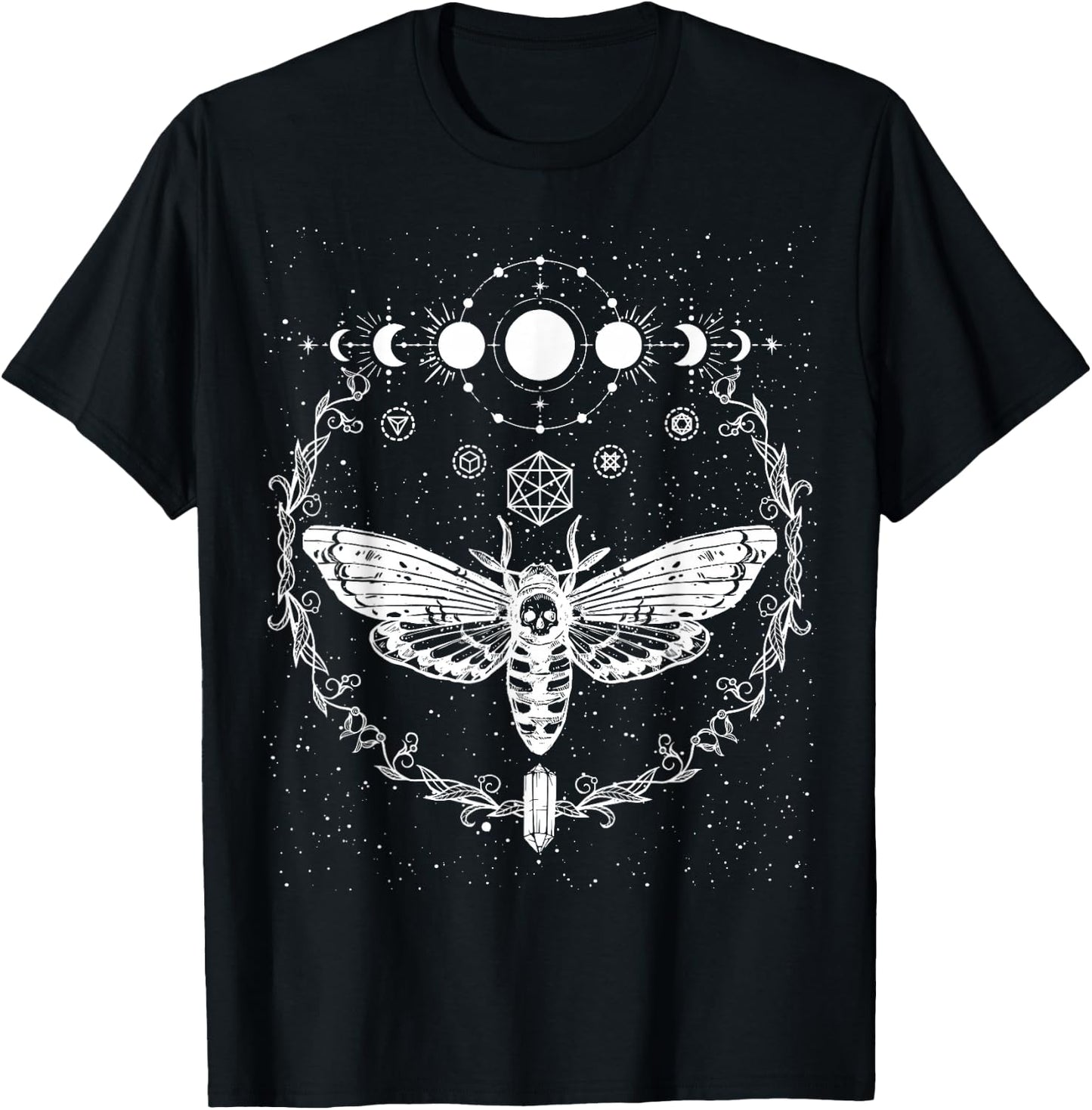 Goth Moth And Crescent Moon Creepy Design Gifts For Goths T-Shirt - T-Shirt | Black