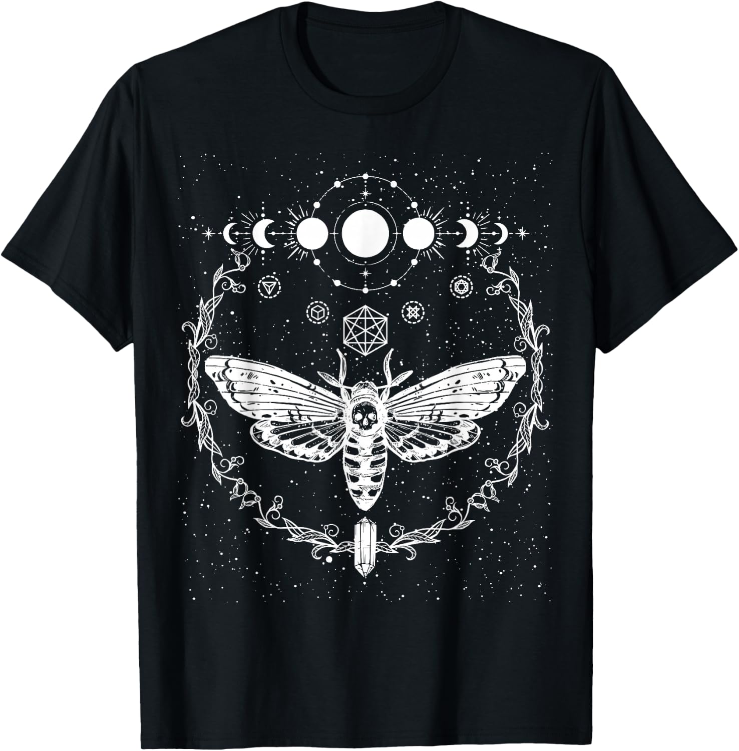 Goth Moth And Crescent Moon Creepy Design Gifts For Goths T-Shirt - T-Shirt | Black
