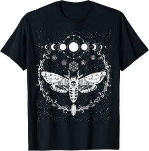 Goth Moth And Crescent Moon Creepy Design Gifts For Goths T-Shirt - T-Shirt | Black