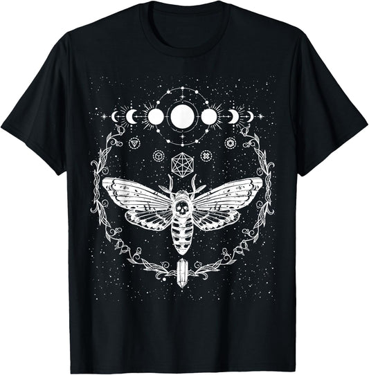 Goth Moth And Crescent Moon Creepy Design Gifts For Goths T-Shirt - T-Shirt | Black