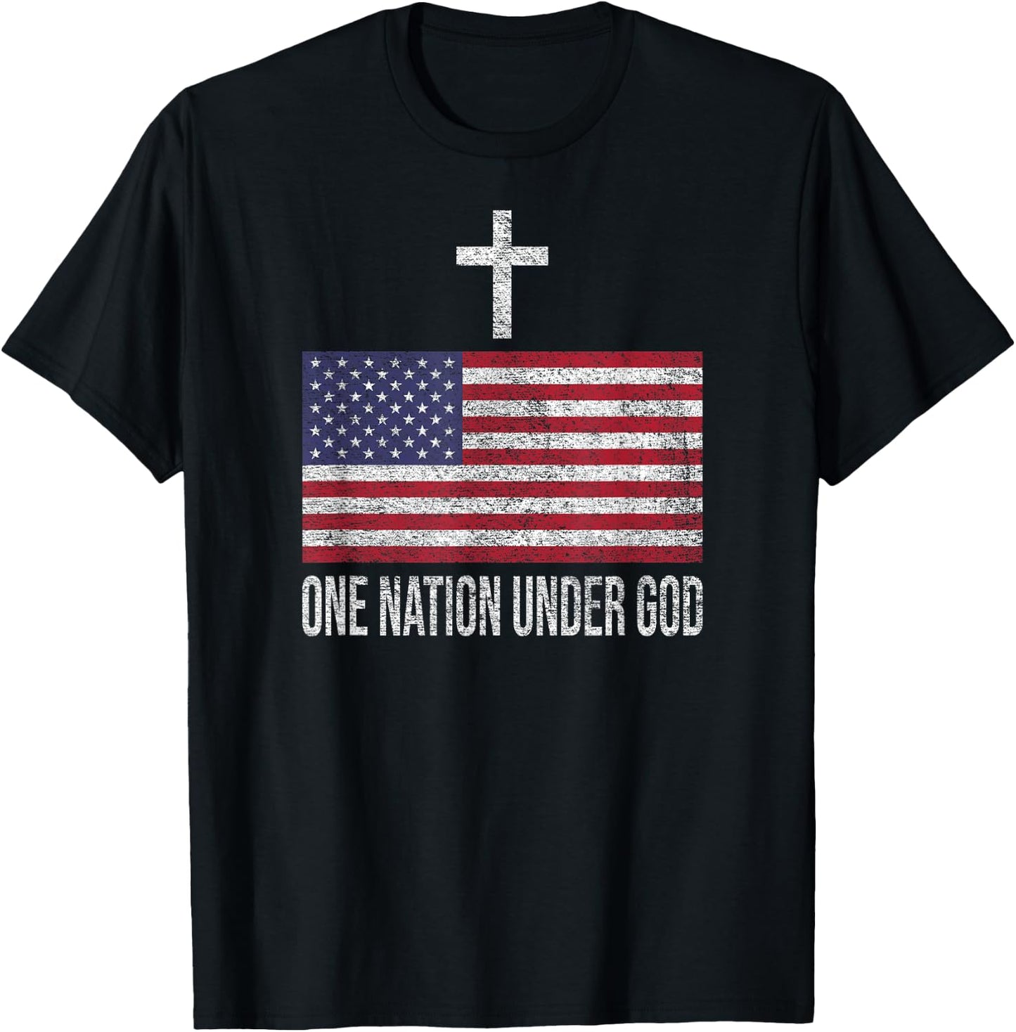 One Nation Under God Usa Flag United States Banner T-Shirt - T-Shirt | Black