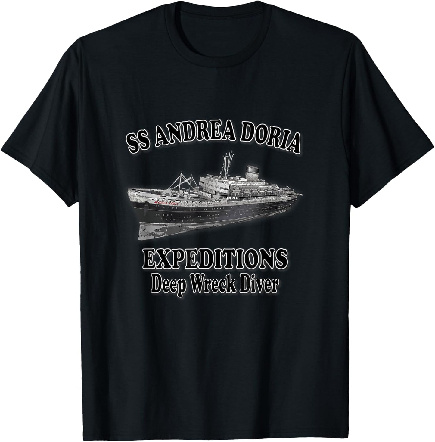 Andrea Doria- Deep Wreck Diver (Front Design) T-Shirt - T-Shirt | Black